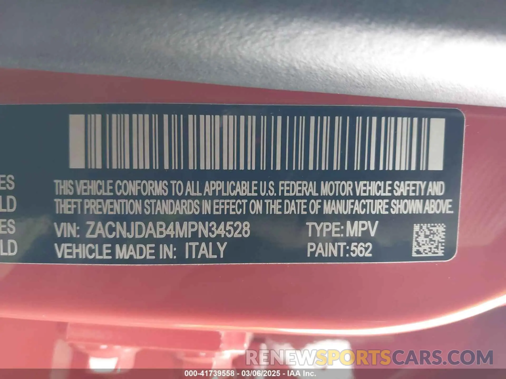 9 Photograph of a damaged car ZACNJDAB4MPN34528 JEEP RENEGADE 2021