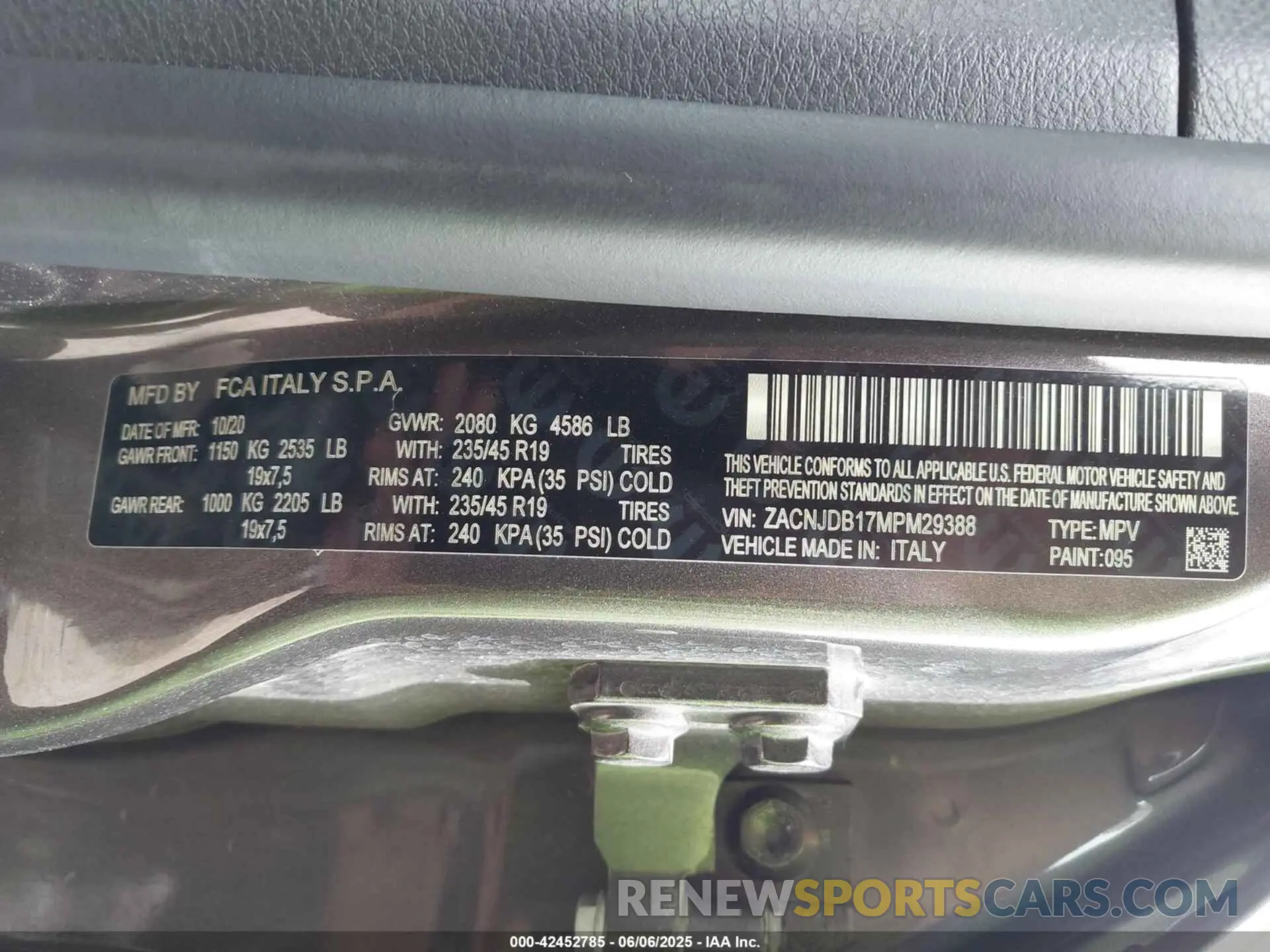 9 Фотография поврежденного автомобиля ZACNJDB17MPM29388 JEEP RENEGADE 2021