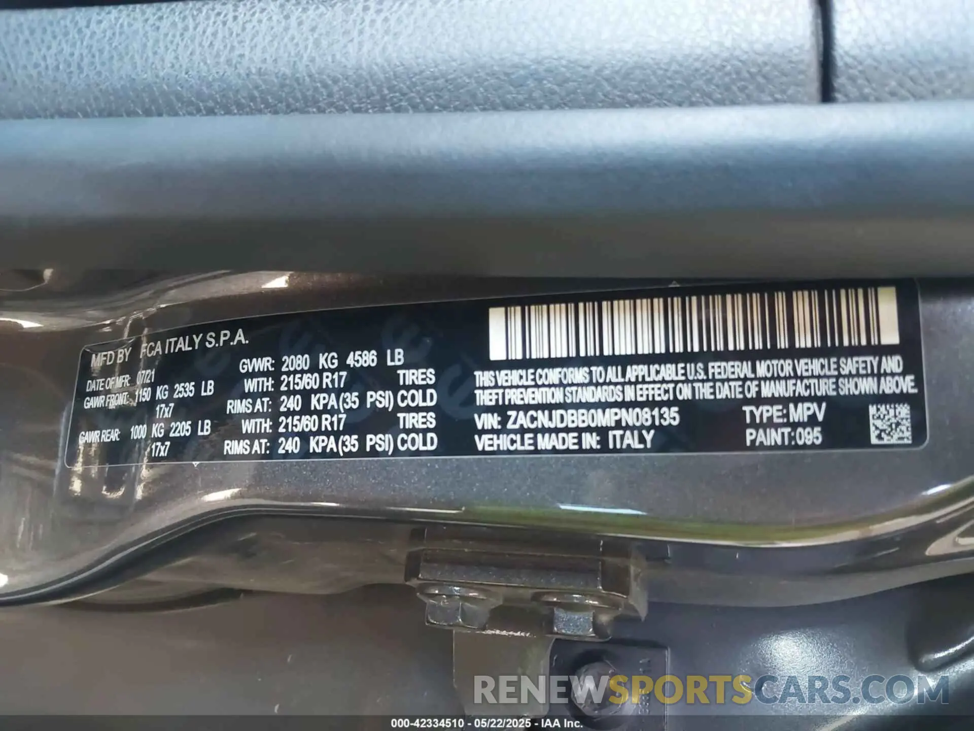 9 Photograph of a damaged car ZACNJDBB0MPN08135 JEEP RENEGADE 2021