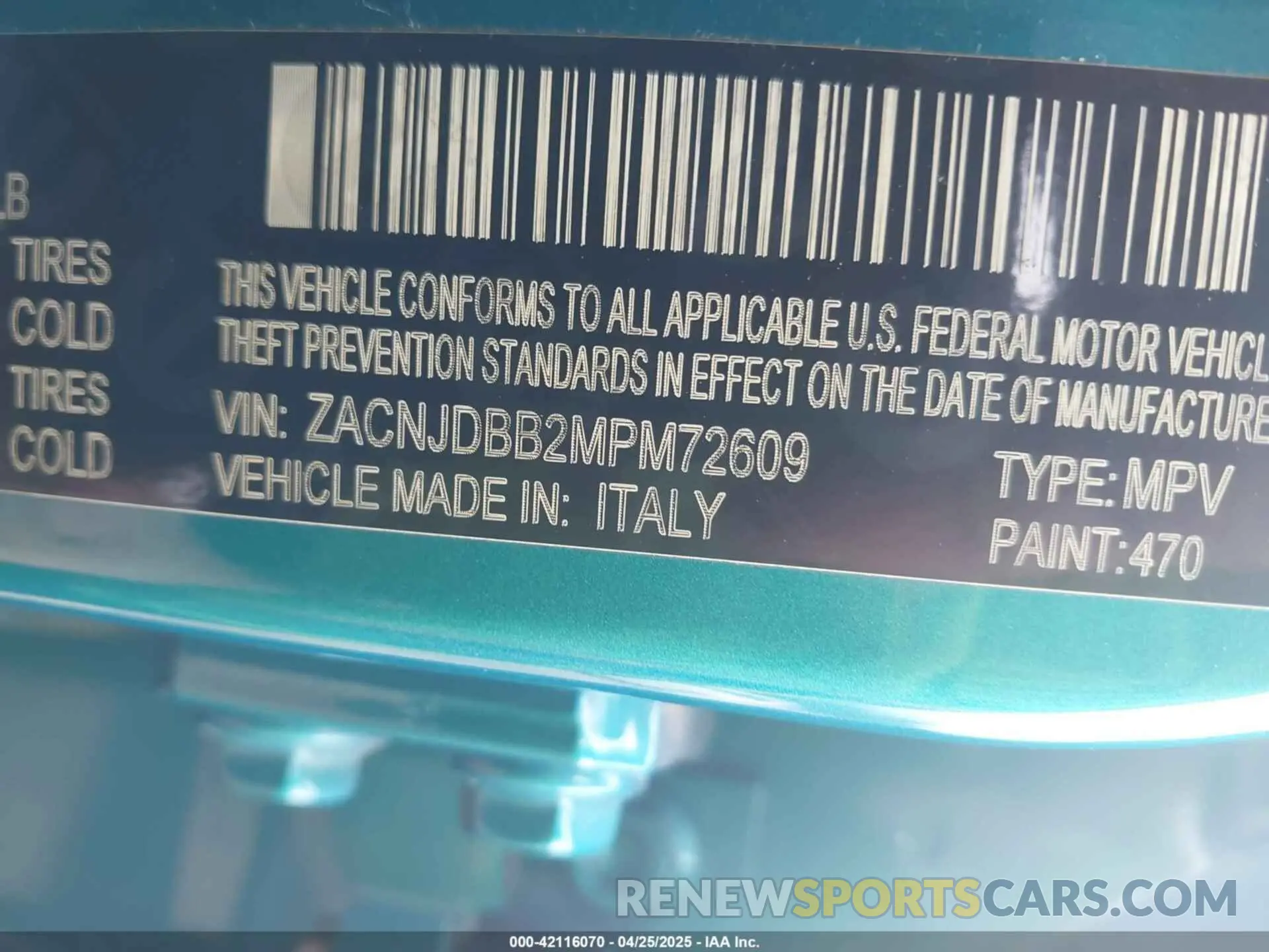 9 Photograph of a damaged car ZACNJDBB2MPM72609 JEEP RENEGADE 2021