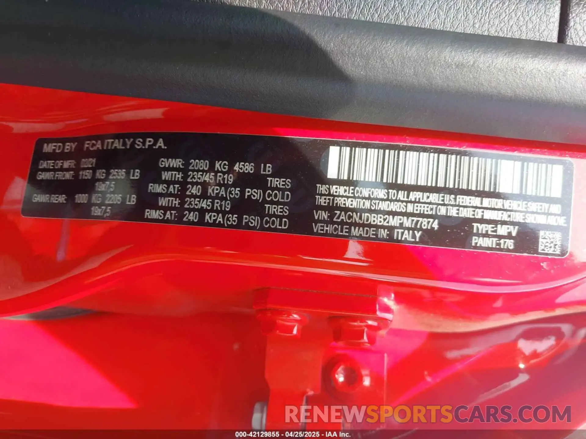9 Photograph of a damaged car ZACNJDBB2MPM77874 JEEP RENEGADE 2021