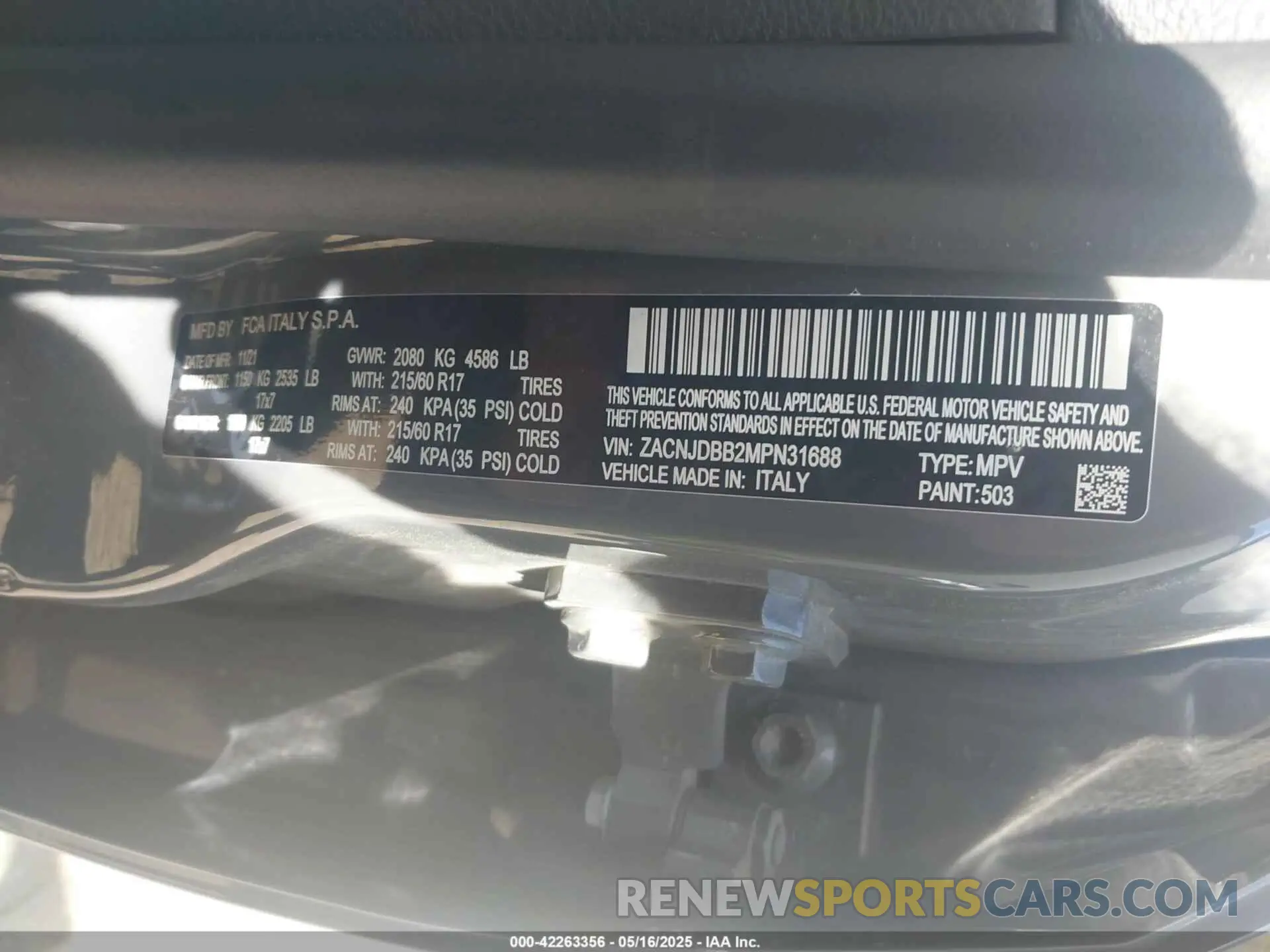 9 Фотография поврежденного автомобиля ZACNJDBB2MPN31688 JEEP RENEGADE 2021