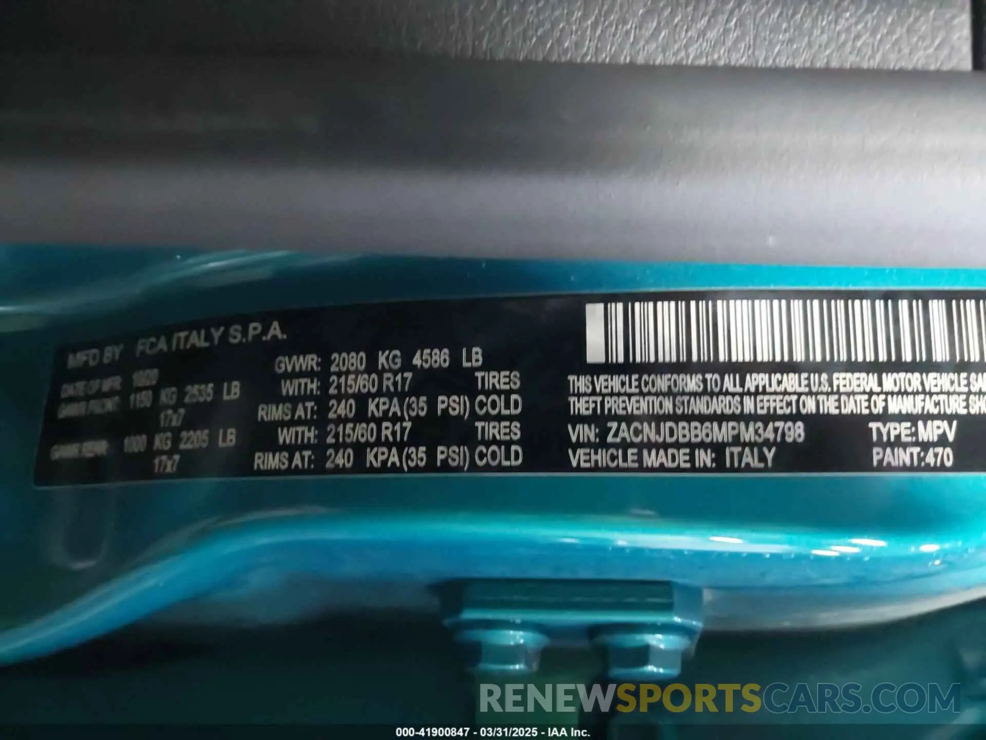 9 Photograph of a damaged car ZACNJDBB6MPM34798 JEEP RENEGADE 2021