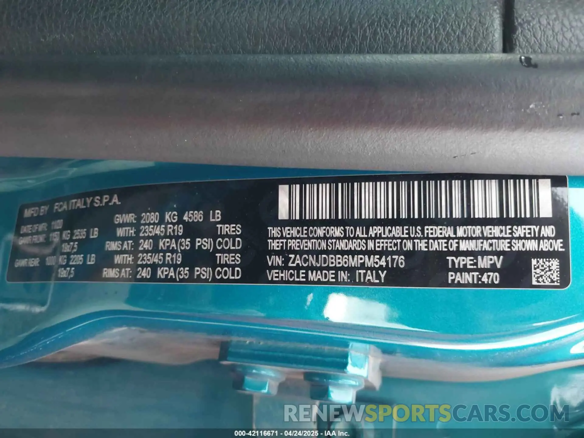 9 Фотография поврежденного автомобиля ZACNJDBB6MPM54176 JEEP RENEGADE 2021