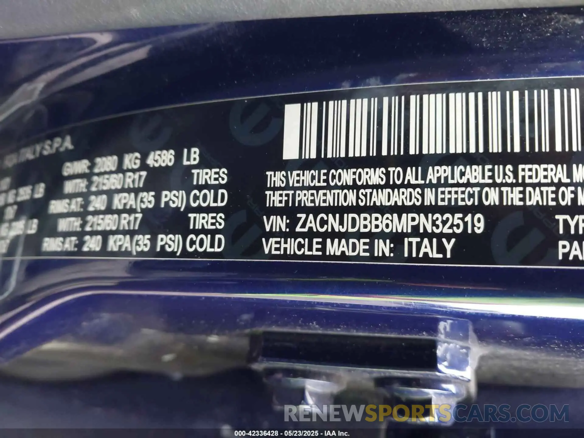 9 Photograph of a damaged car ZACNJDBB6MPN32519 JEEP RENEGADE 2021