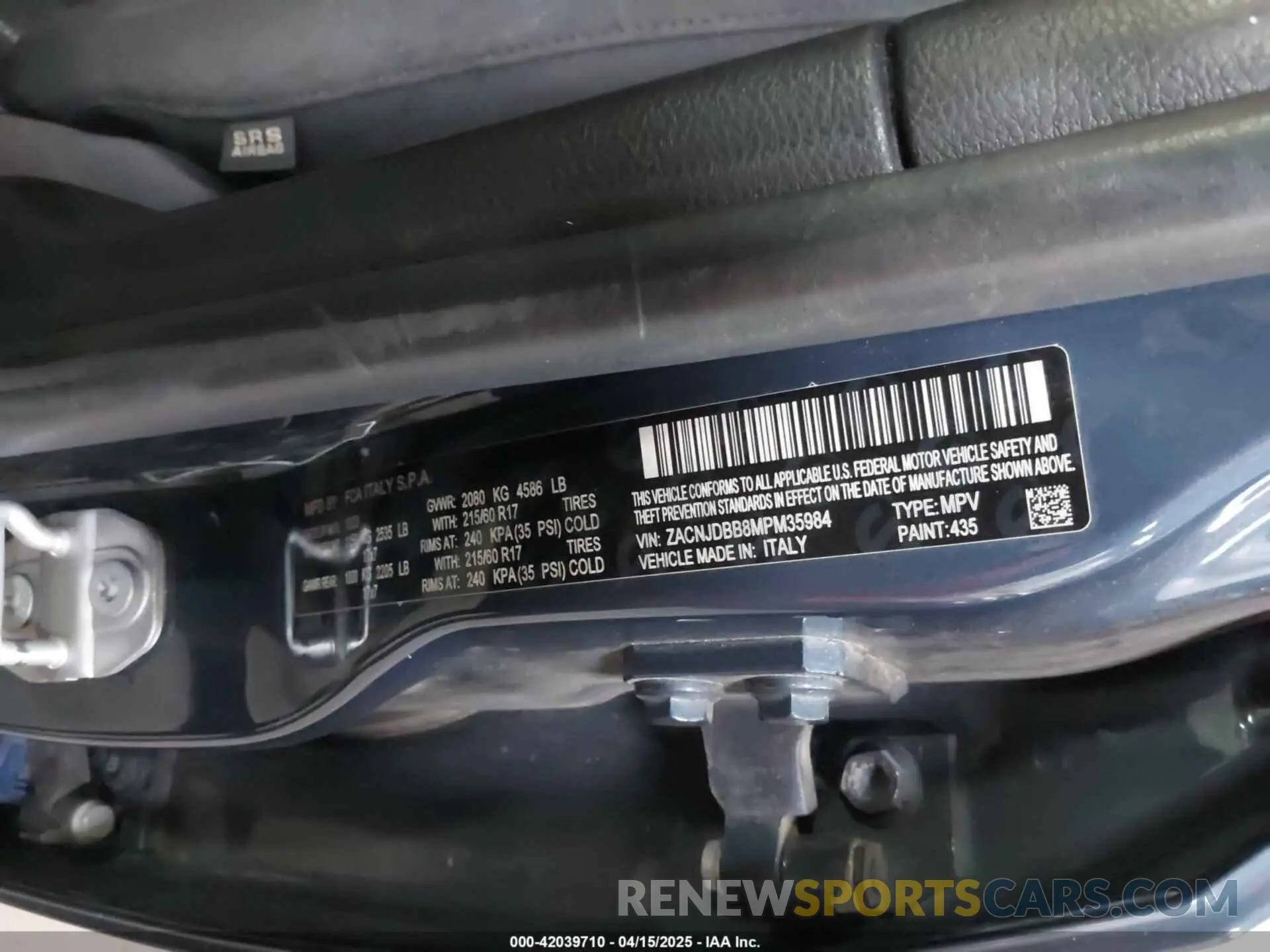 9 Фотография поврежденного автомобиля ZACNJDBB8MPM35984 JEEP RENEGADE 2021