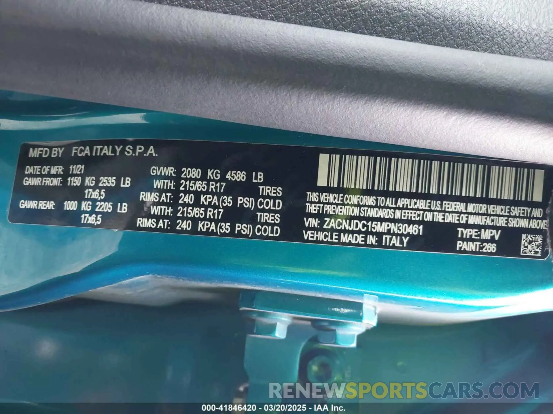 9 Фотография поврежденного автомобиля ZACNJDC15MPN30461 JEEP RENEGADE 2021