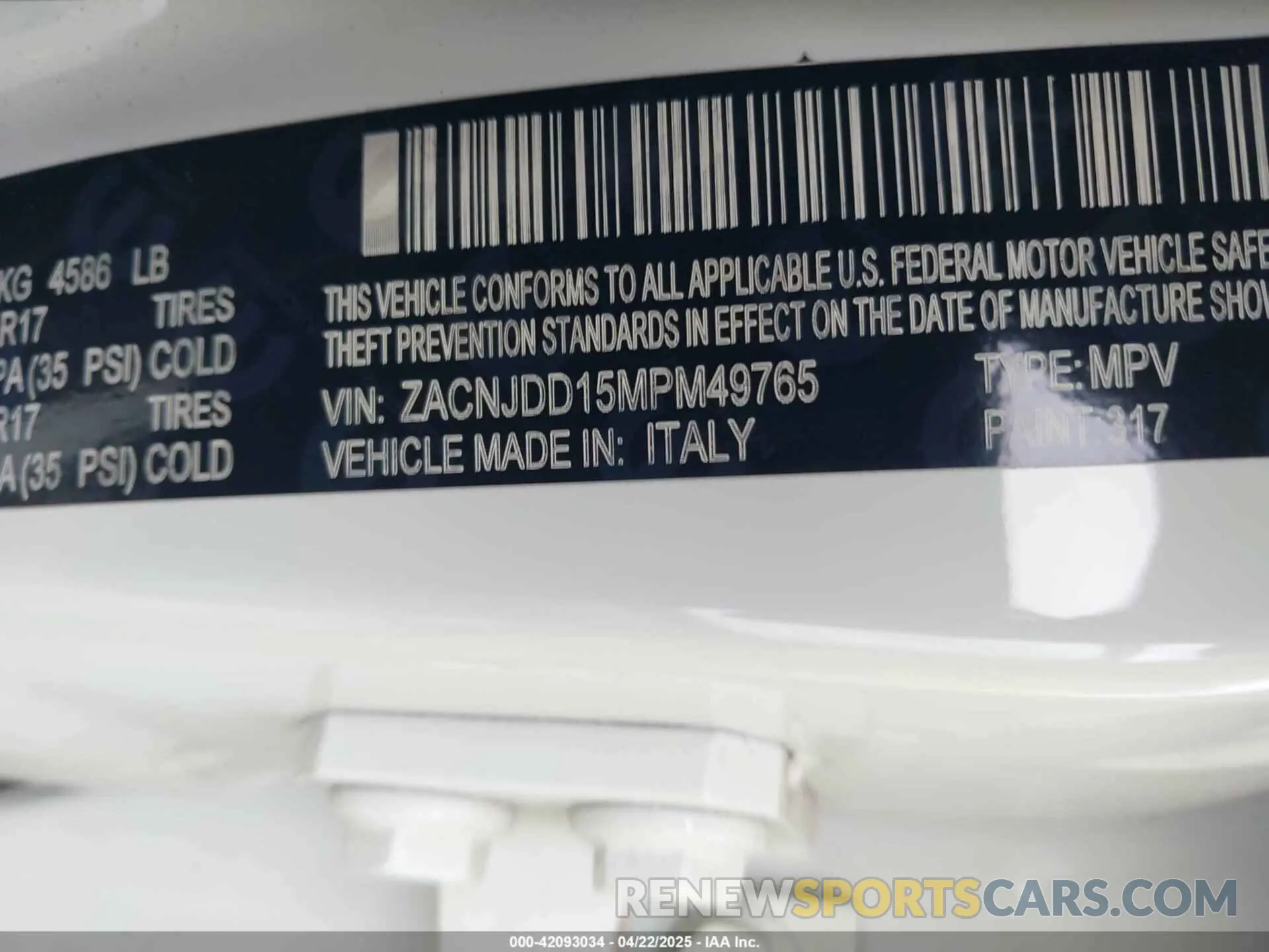 9 Фотография поврежденного автомобиля ZACNJDD15MPM49765 JEEP RENEGADE 2021