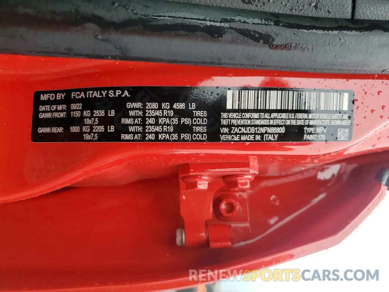 13 Photograph of a damaged car ZACNJDB12NPN86800 JEEP RENEGADE 2022