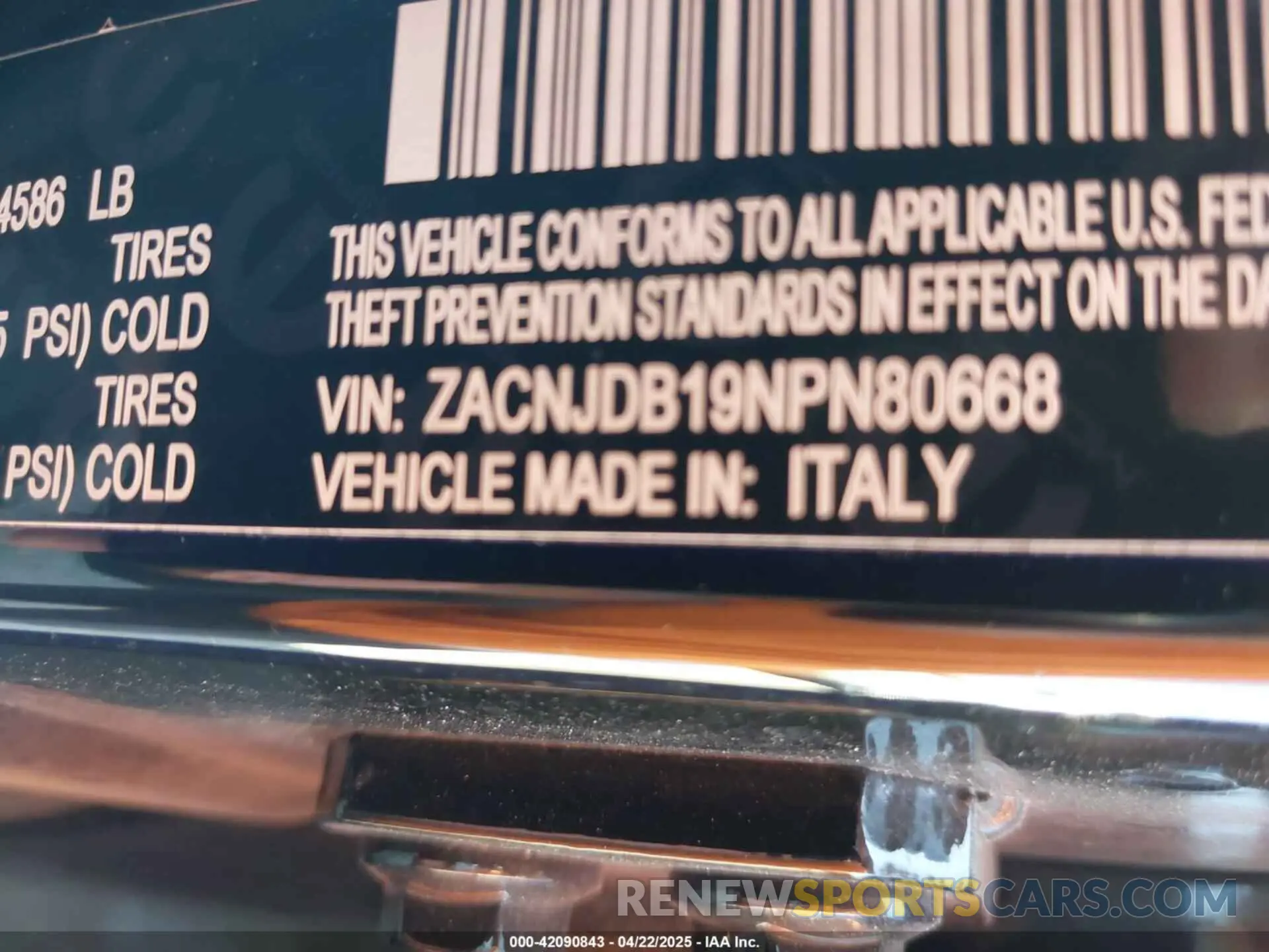 9 Photograph of a damaged car ZACNJDB19NPN80668 JEEP RENEGADE 2022