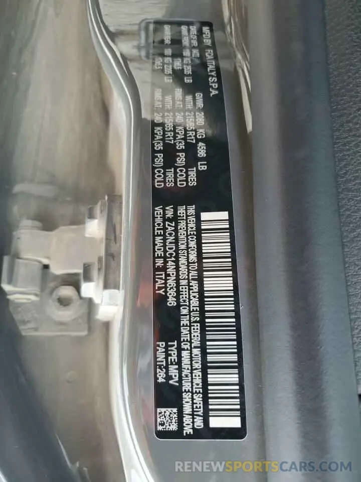 12 Photograph of a damaged car ZACNJDC14NPN63646 JEEP RENEGADE 2022