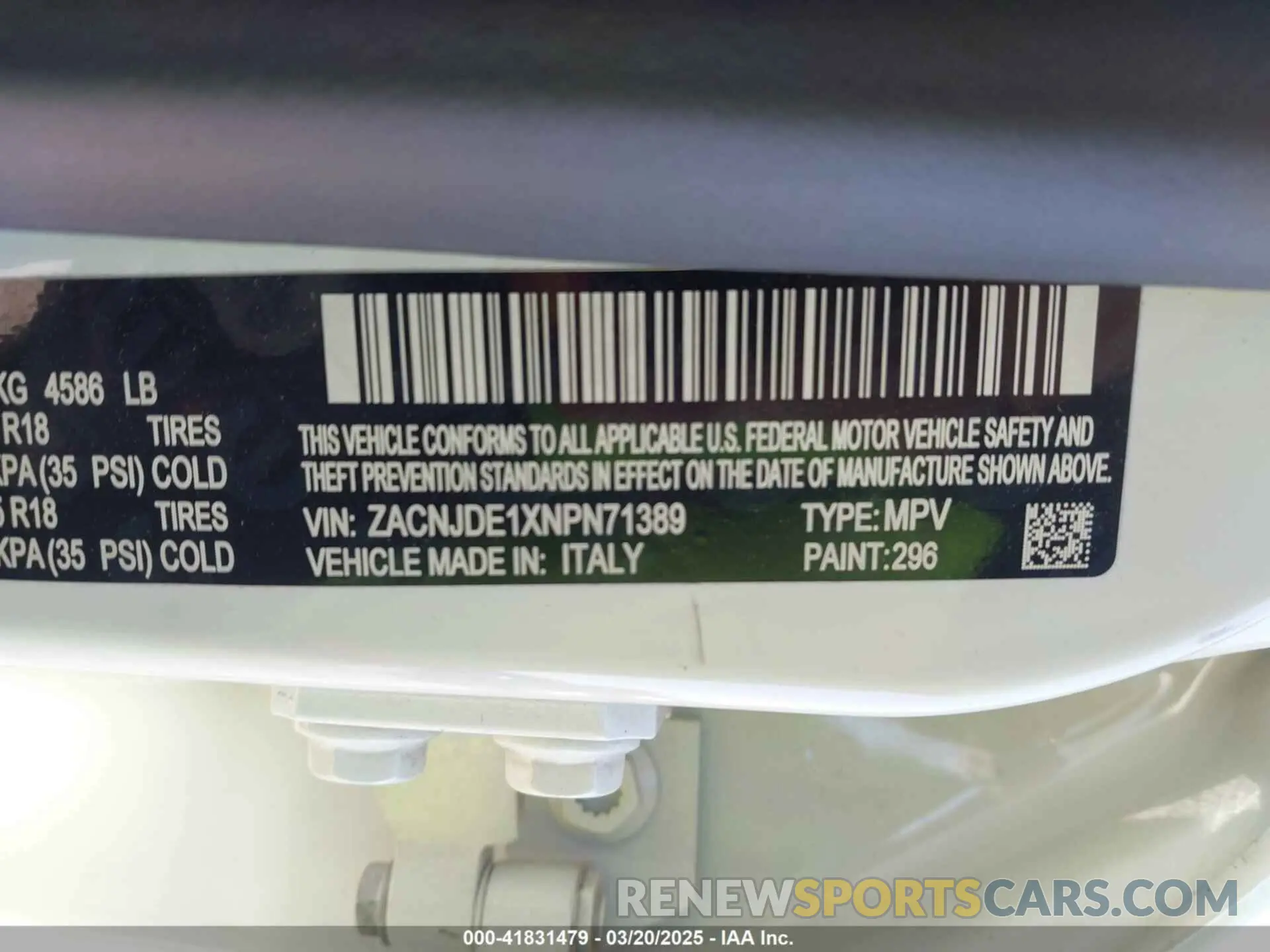 9 Фотография поврежденного автомобиля ZACNJDE1XNPN71389 JEEP RENEGADE 2022