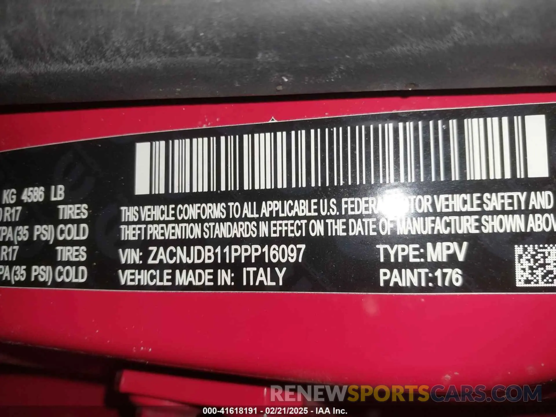 9 Photograph of a damaged car ZACNJDB11PPP16097 JEEP RENEGADE 2023