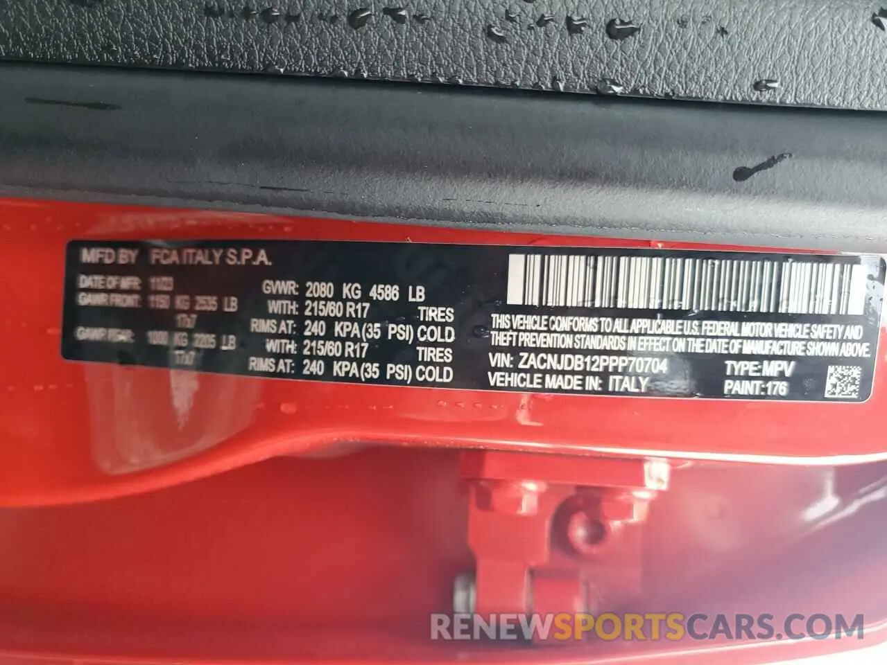 13 Photograph of a damaged car ZACNJDB12PPP70704 JEEP RENEGADE 2023