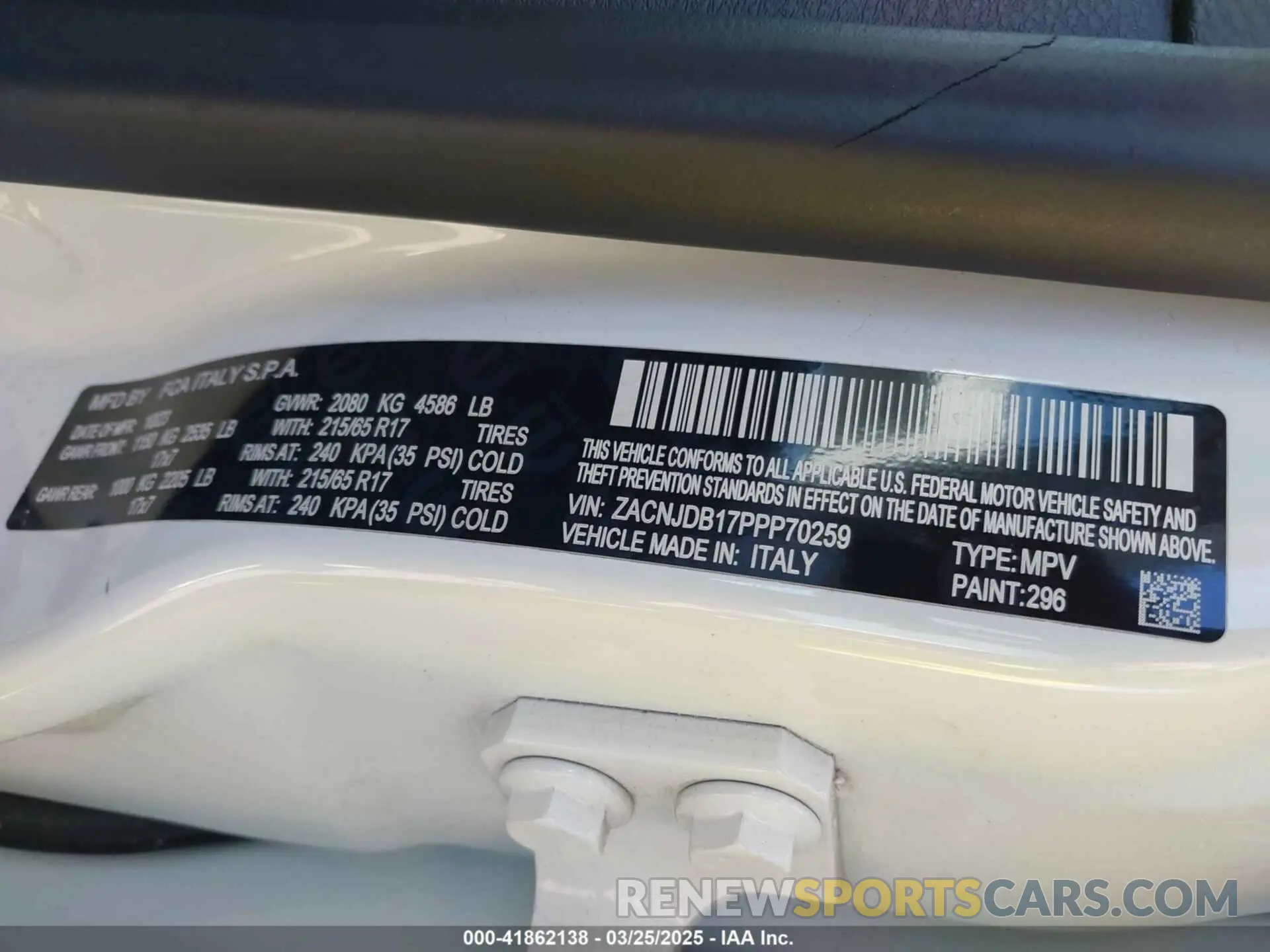 9 Photograph of a damaged car ZACNJDB17PPP70259 JEEP RENEGADE 2023