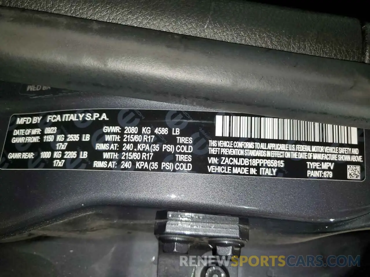 13 Фотография поврежденного автомобиля ZACNJDB18PPP65815 JEEP RENEGADE 2023