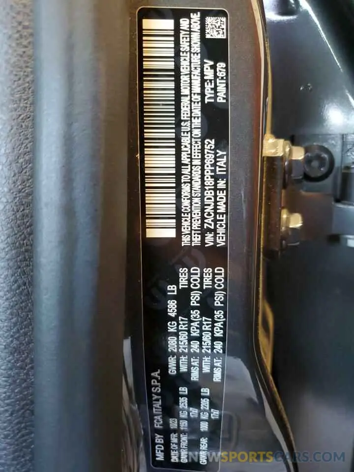 13 Photograph of a damaged car ZACNJDB18PPP69752 JEEP RENEGADE 2023