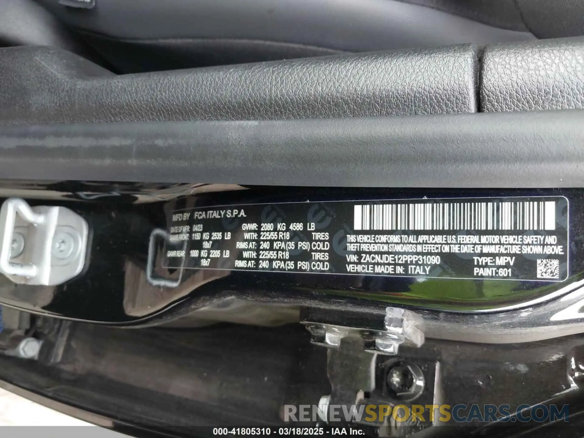 9 Photograph of a damaged car ZACNJDE12PPP31090 JEEP RENEGADE 2023