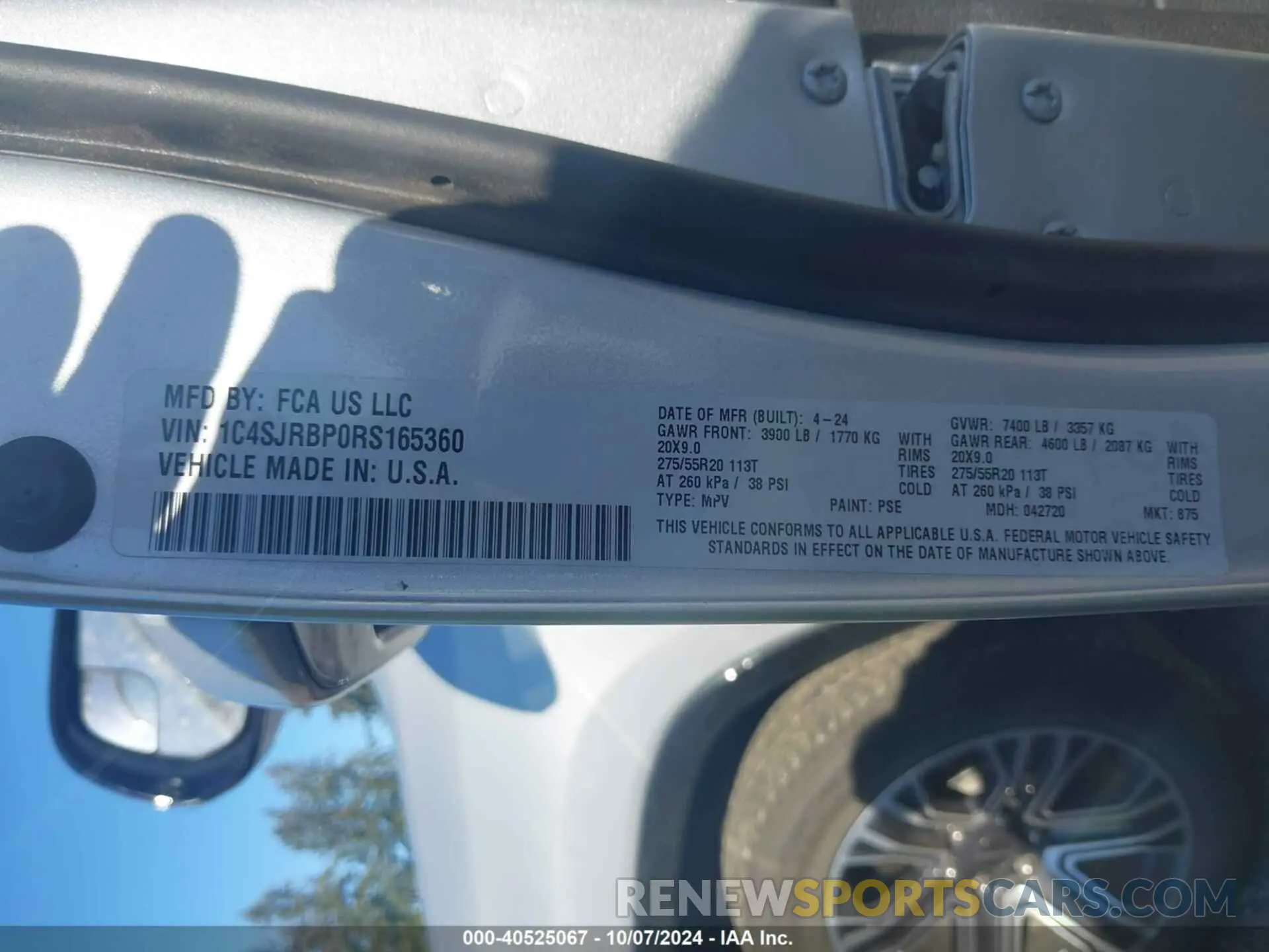 9 Фотография поврежденного автомобиля 1C4SJRBP0RS165360 JEEP WAGONEER L 2024