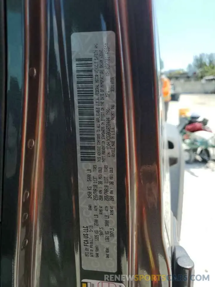 12 Photograph of a damaged car 1C4HJXDG6KW650404 JEEP WRANGLER 2019