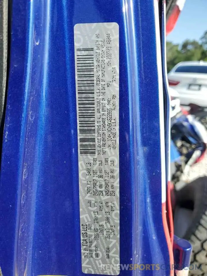 13 Photograph of a damaged car 1C4HJXDN5KW622995 JEEP WRANGLER 2019