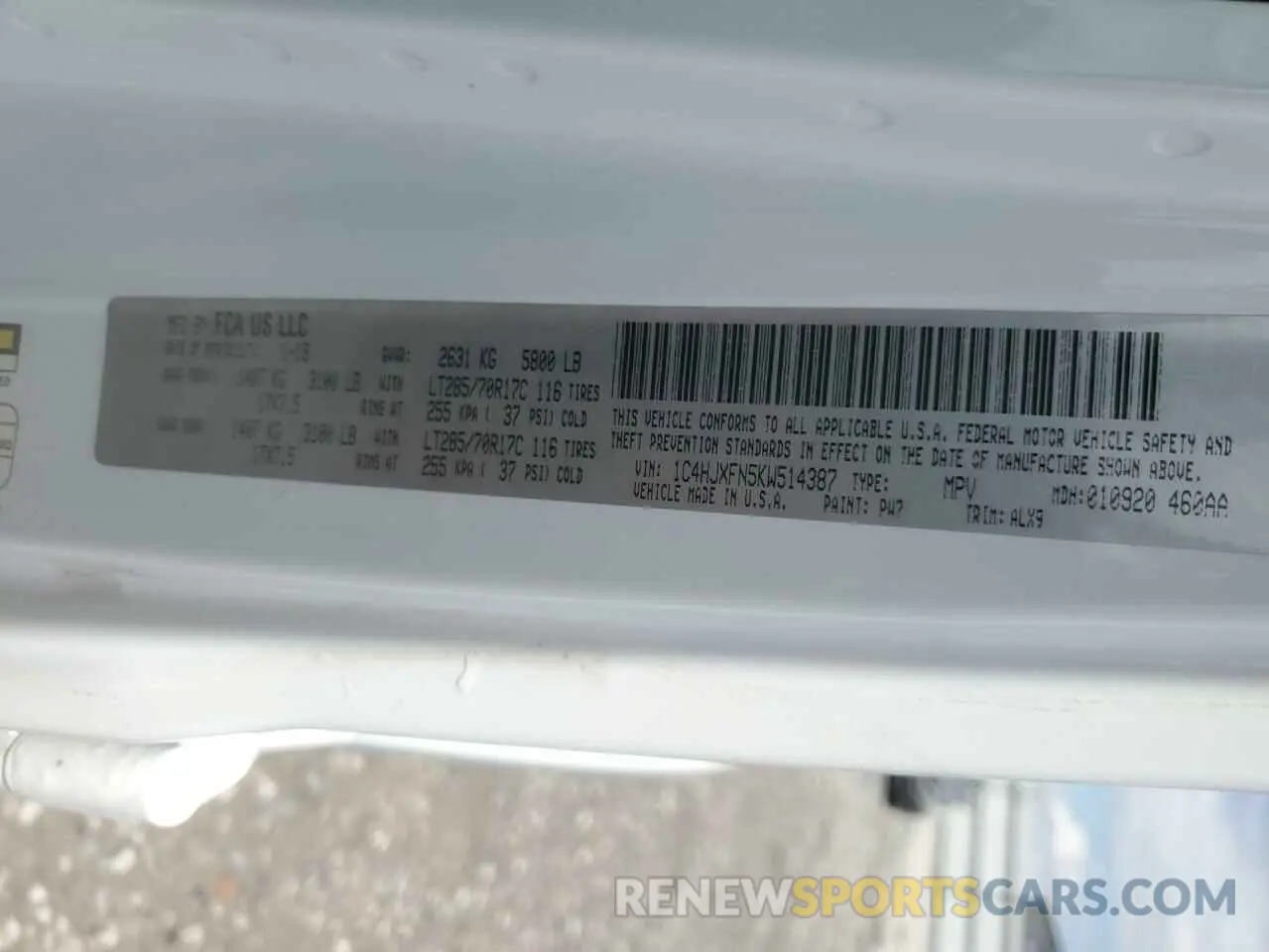 12 Фотография поврежденного автомобиля 1C4HJXFN5KW514387 JEEP WRANGLER 2019