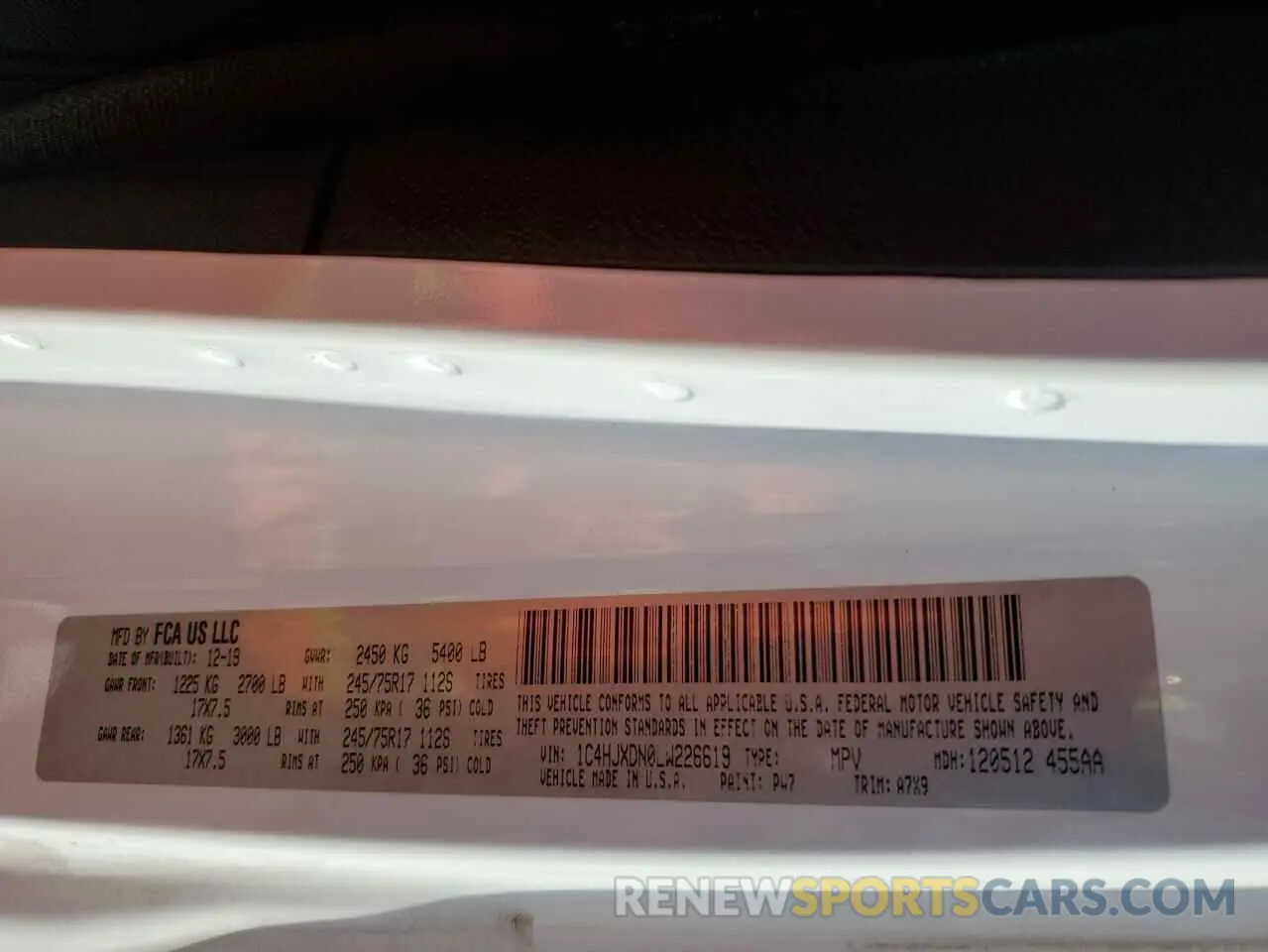 13 Фотография поврежденного автомобиля 1C4HJXDN0LW226619 JEEP WRANGLER 2020