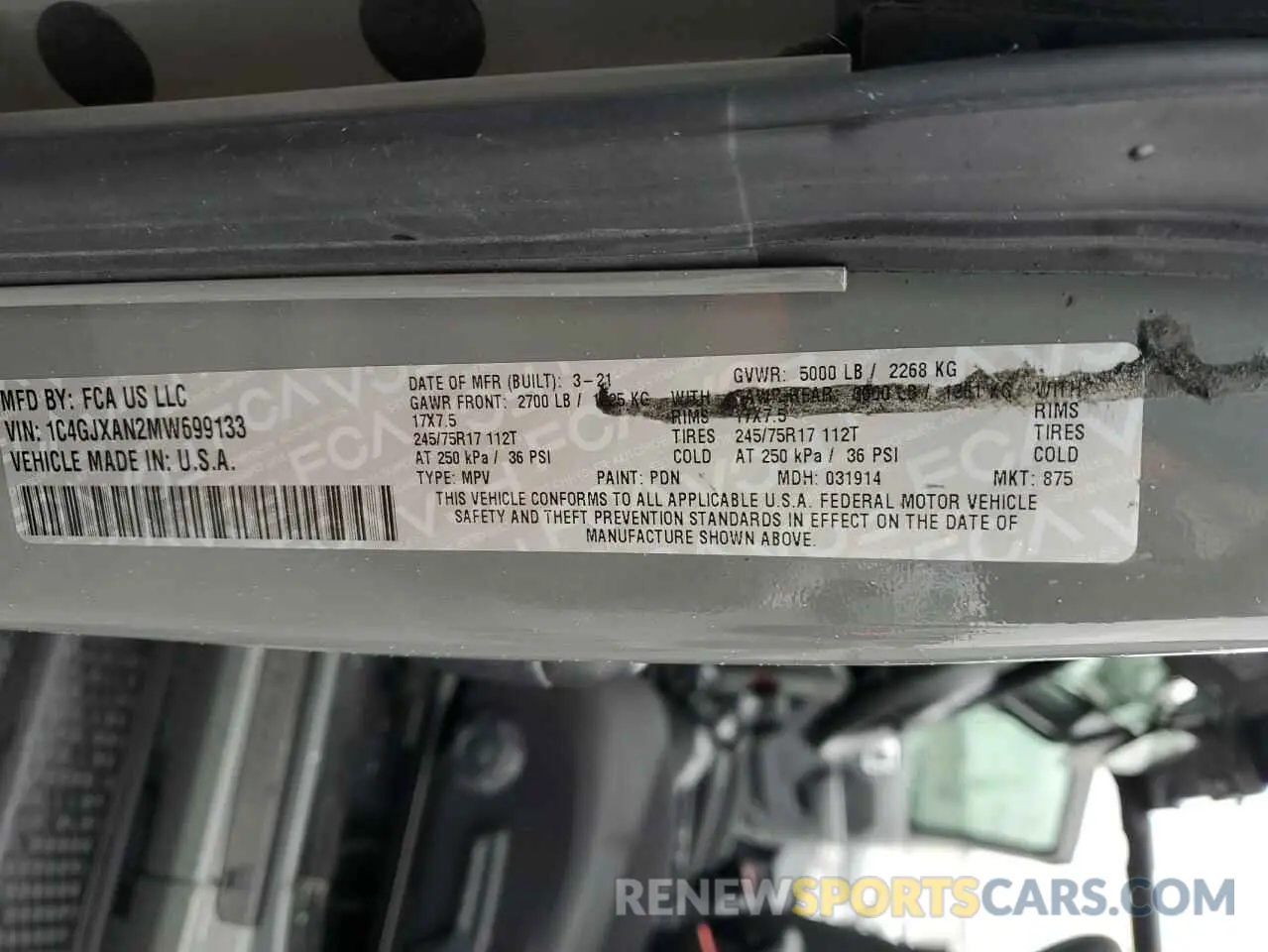 16 Photograph of a damaged car 1C4GJXAN2MW699133 JEEP WRANGLER 2021
