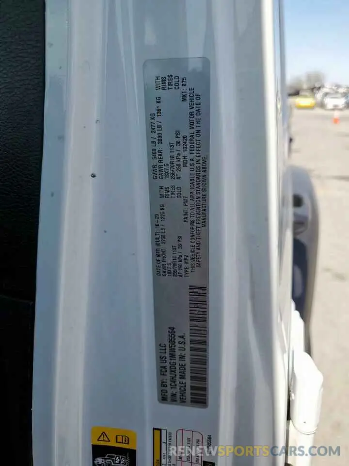 12 Photograph of a damaged car 1C4HJXDG1MW505564 JEEP WRANGLER 2021