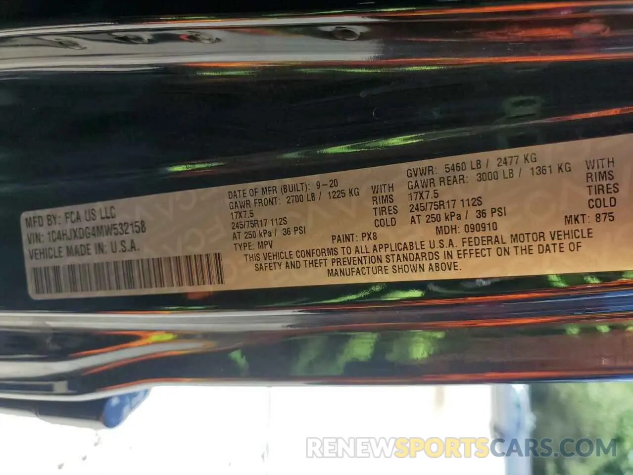 13 Photograph of a damaged car 1C4HJXDG4MW532158 JEEP WRANGLER 2021