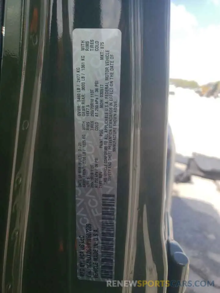 14 Фотография поврежденного автомобиля 1C4HJXDG9MW607209 JEEP WRANGLER 2021