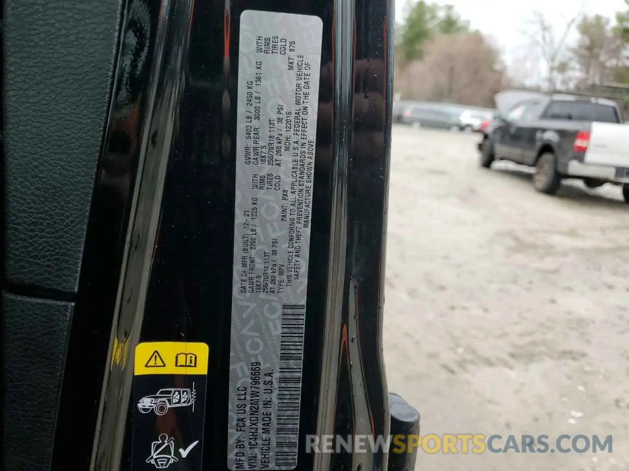 13 Фотография поврежденного автомобиля 1C4HJXDN2MW796669 JEEP WRANGLER 2021