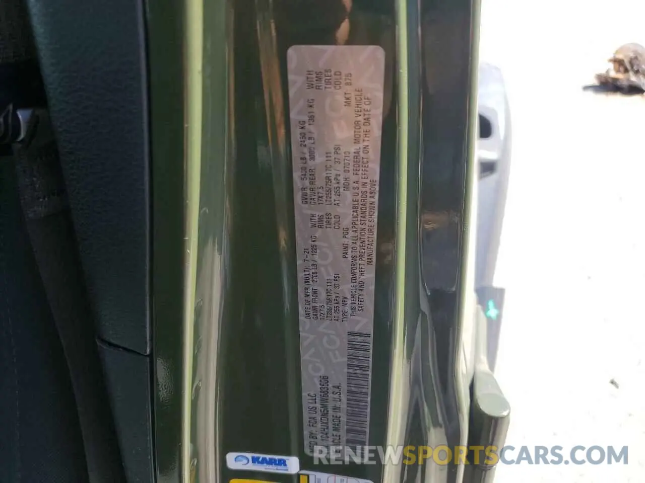 13 Photograph of a damaged car 1C4HJXDN5MW683606 JEEP WRANGLER 2021