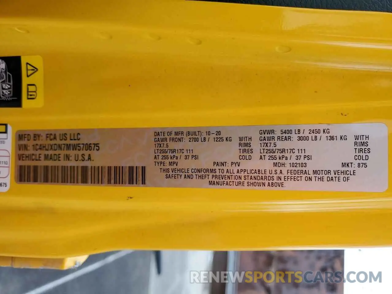 14 Фотография поврежденного автомобиля 1C4HJXDN7MW570675 JEEP WRANGLER 2021