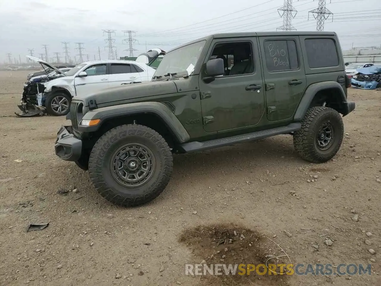 1 Photograph of a damaged car 1C4HJXEN3MW668178 JEEP WRANGLER 2021