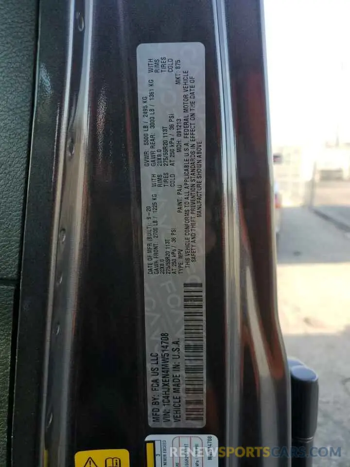 13 Фотография поврежденного автомобиля 1C4HJXEN4MW514708 JEEP WRANGLER 2021