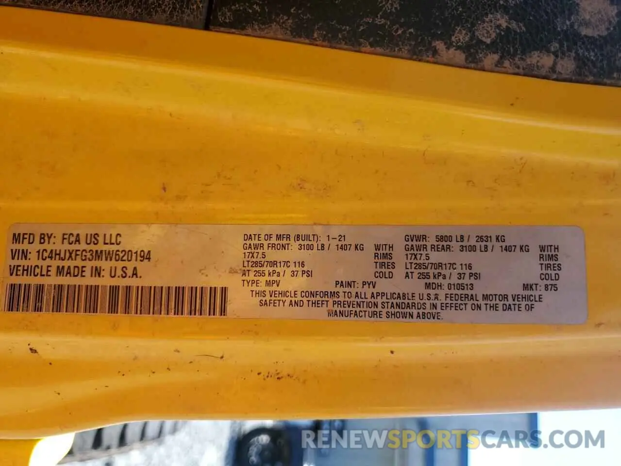 13 Фотография поврежденного автомобиля 1C4HJXFG3MW620194 JEEP WRANGLER 2021