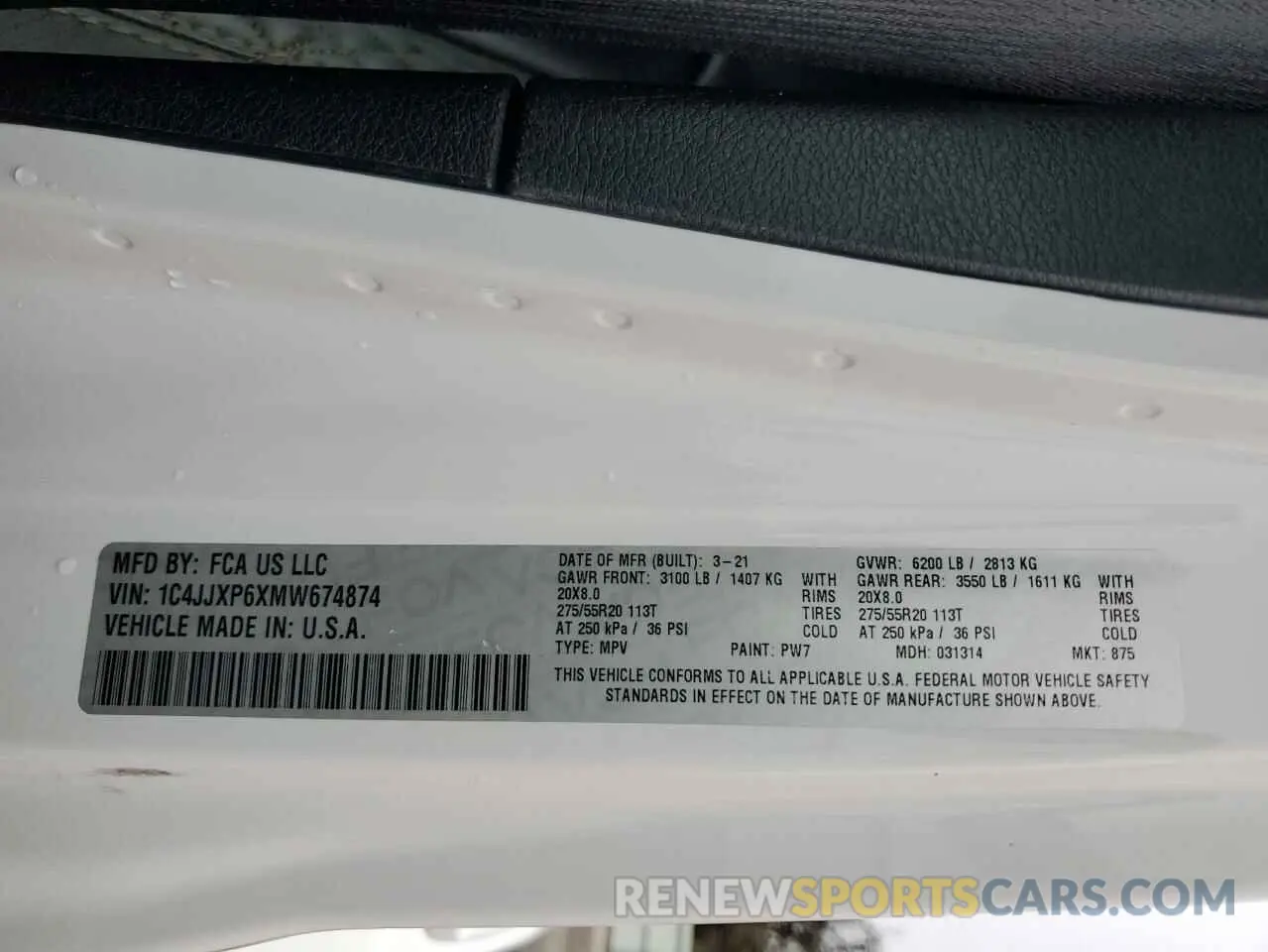 12 Фотография поврежденного автомобиля 1C4JJXP6XMW674874 JEEP WRANGLER 2021