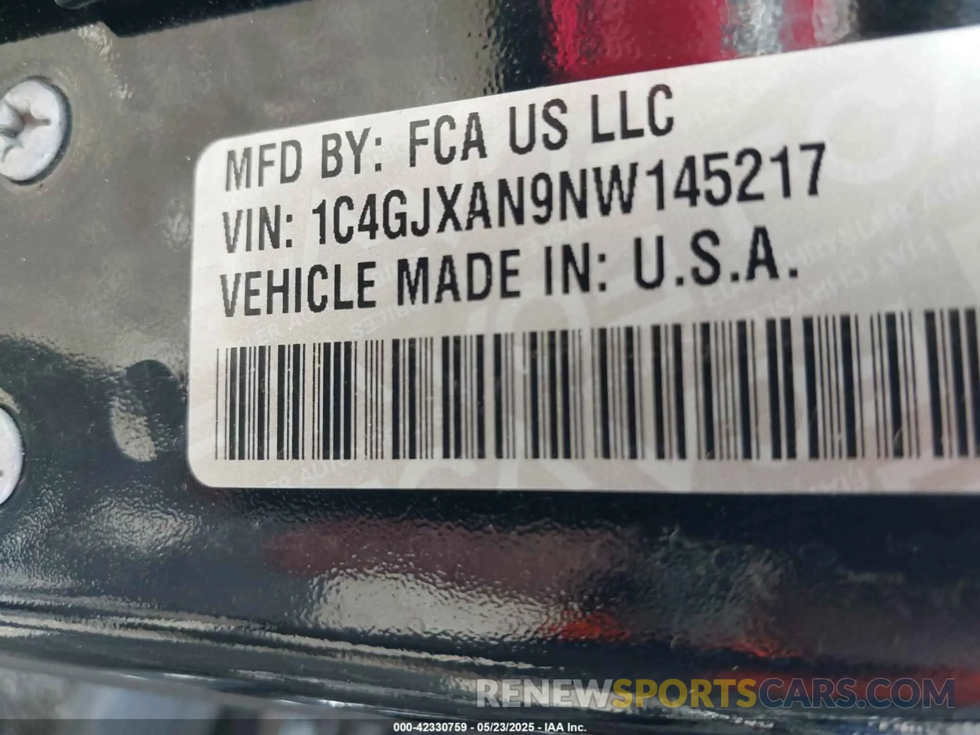 9 Photograph of a damaged car 1C4GJXAN9NW145217 JEEP WRANGLER 2022
