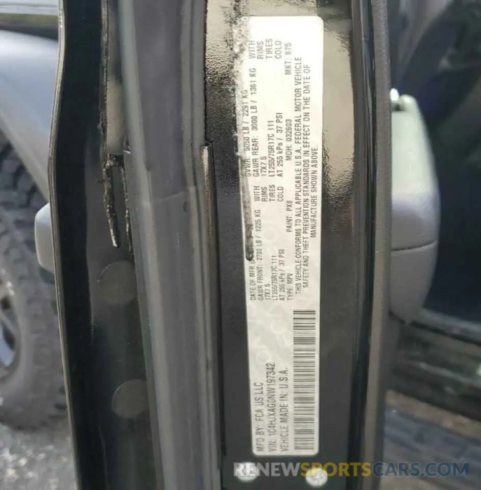 12 Photograph of a damaged car 1C4HJXAG0NW197342 JEEP WRANGLER 2022