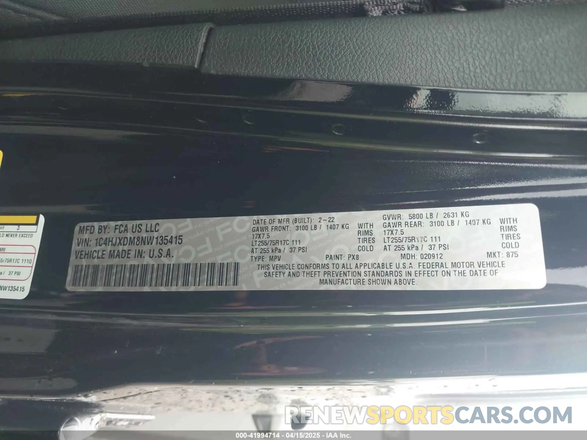 9 Photograph of a damaged car 1C4HJXDM8NW135415 JEEP WRANGLER 2022