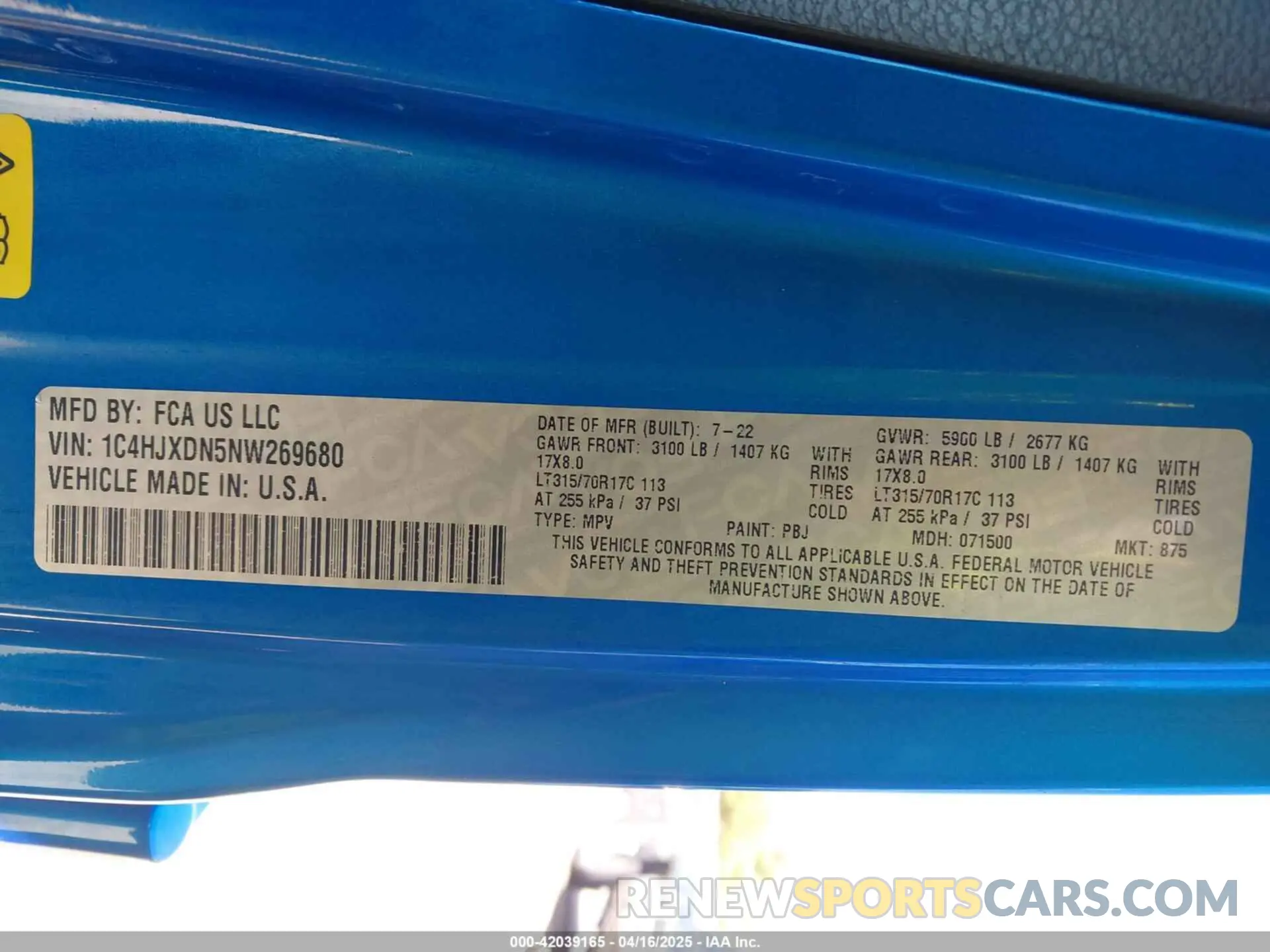 9 Photograph of a damaged car 1C4HJXDN5NW269680 JEEP WRANGLER 2022