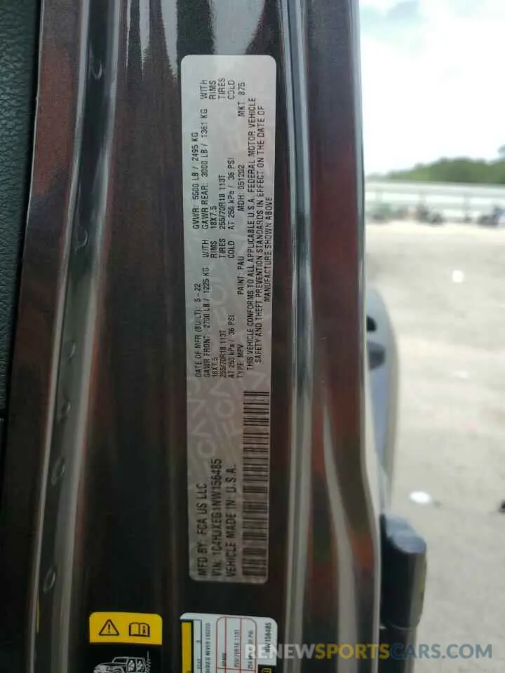 13 Photograph of a damaged car 1C4HJXEG1NW156485 JEEP WRANGLER 2022