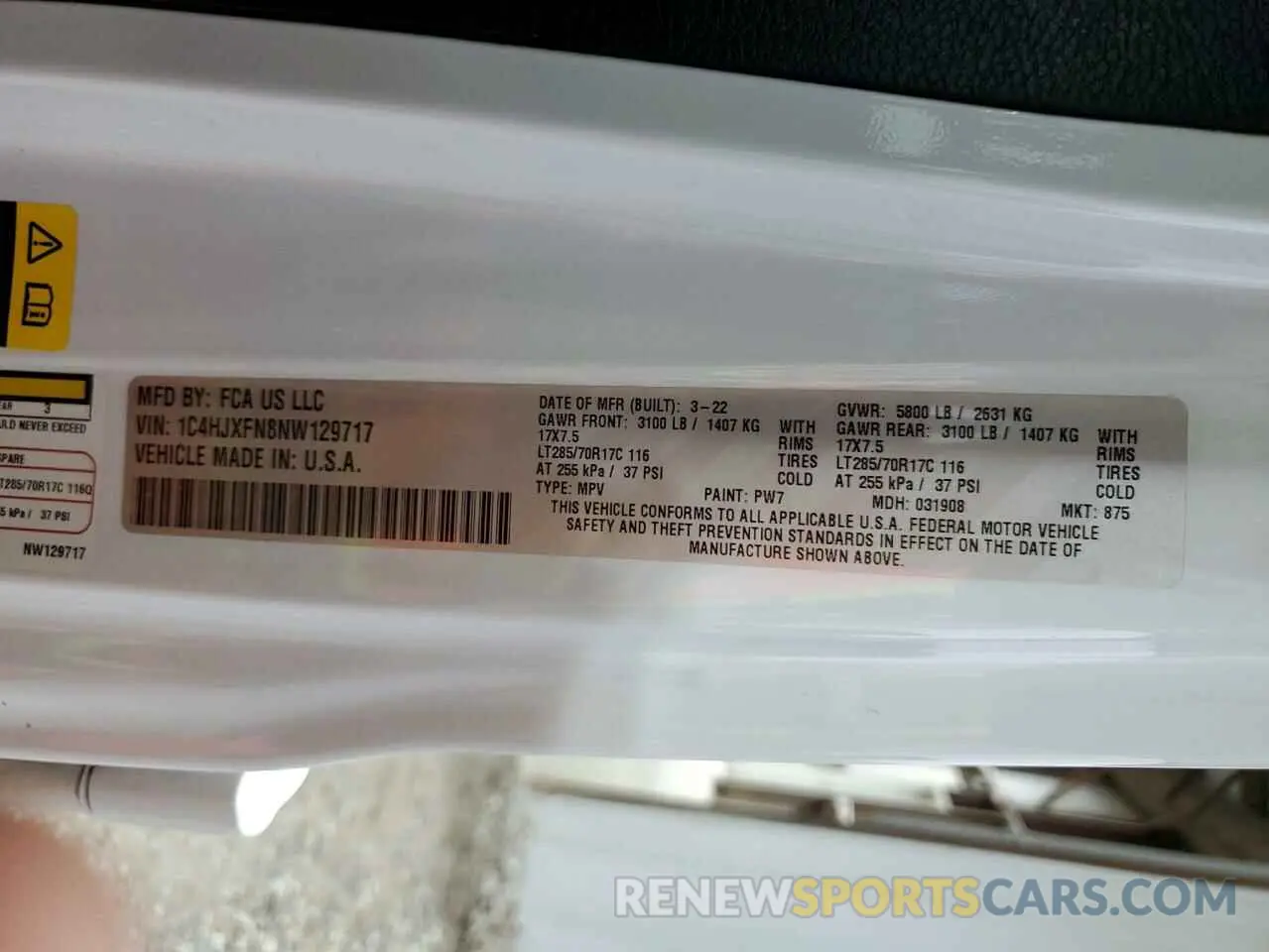 13 Photograph of a damaged car 1C4HJXFN8NW129717 JEEP WRANGLER 2022