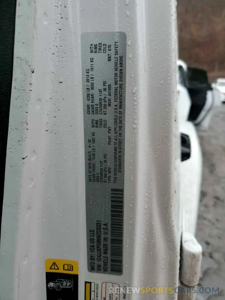 13 Фотография поврежденного автомобиля 1C4JJXP69NW228331 JEEP WRANGLER 2022
