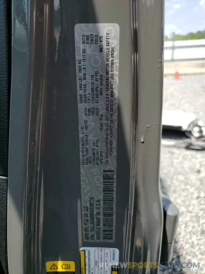 13 Photograph of a damaged car 1C4JJXR69NW206276 JEEP WRANGLER 2022