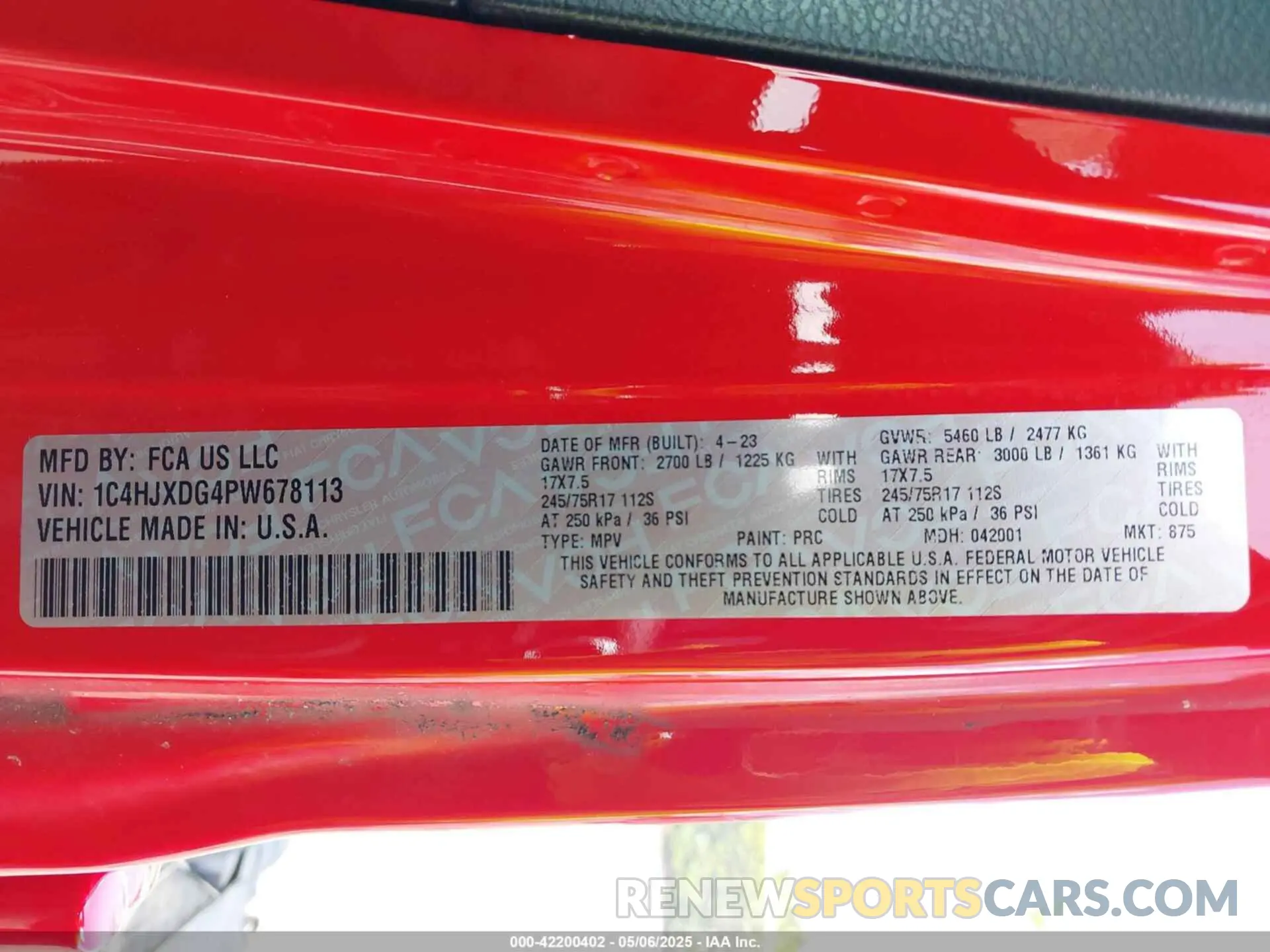 9 Фотография поврежденного автомобиля 1C4HJXDG4PW678113 JEEP WRANGLER 2023