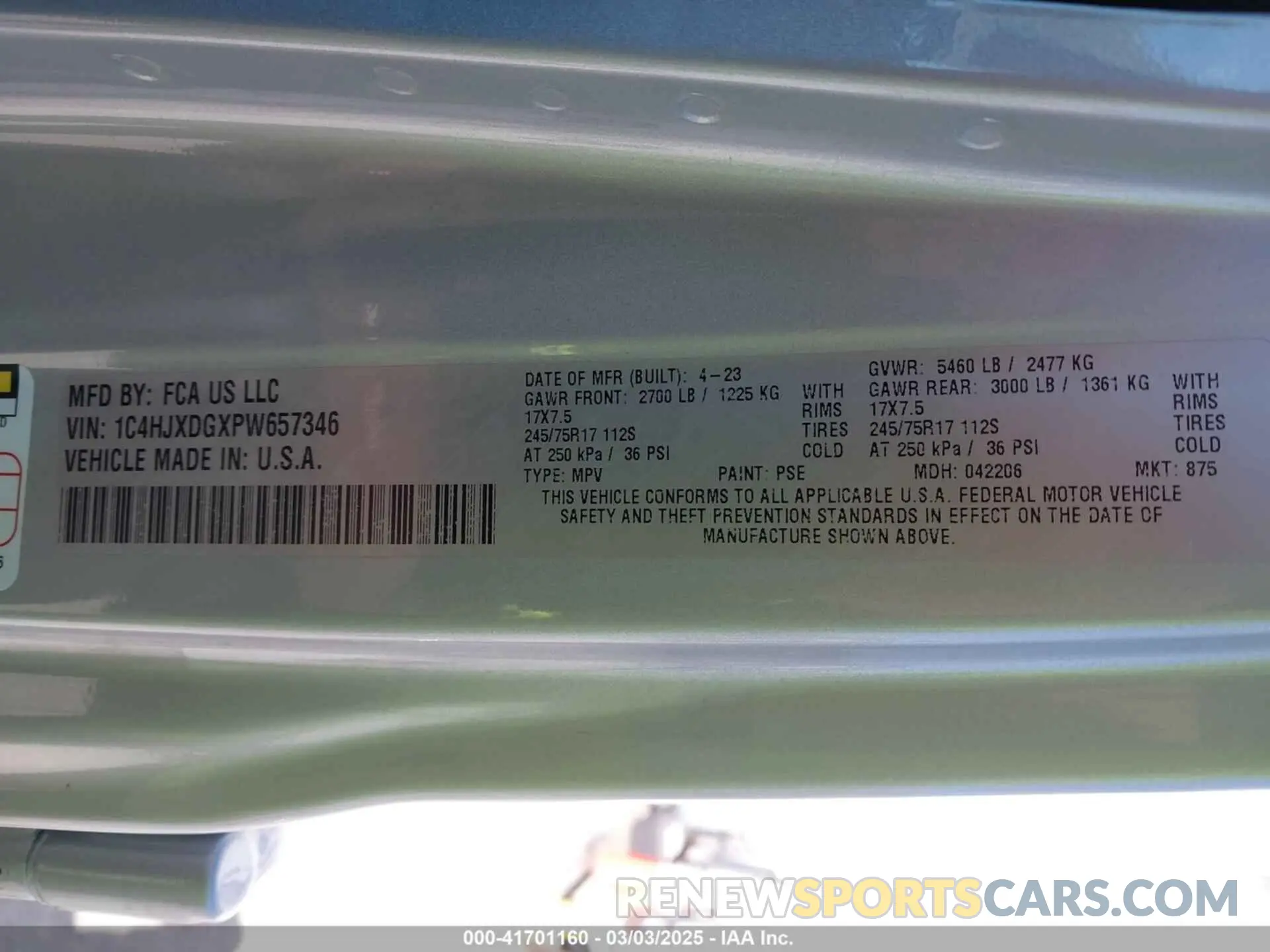 9 Photograph of a damaged car 1C4HJXDGXPW657346 JEEP WRANGLER 2023