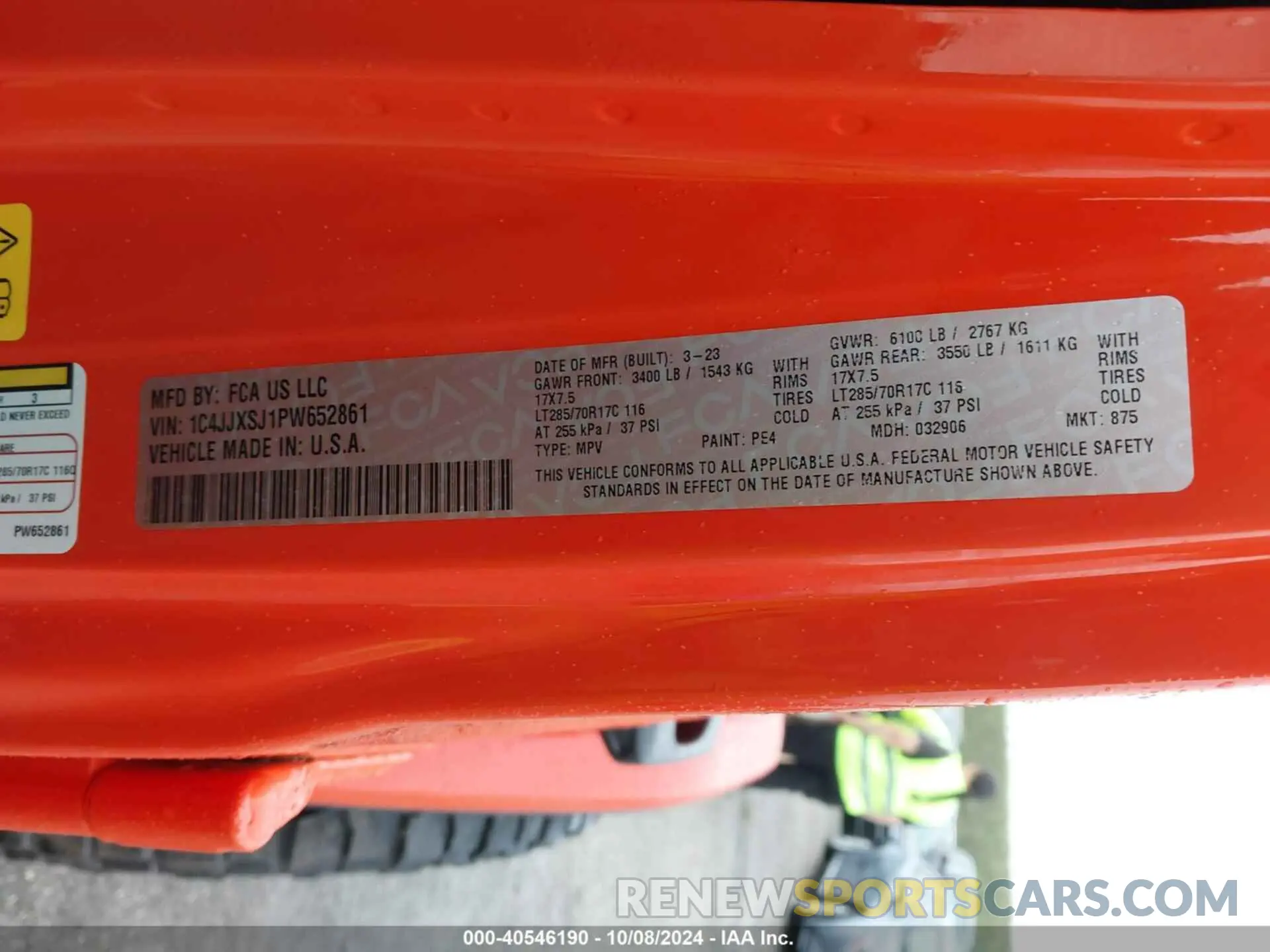 9 Фотография поврежденного автомобиля 1C4JJXSJ1PW652861 JEEP WRANGLER 2023