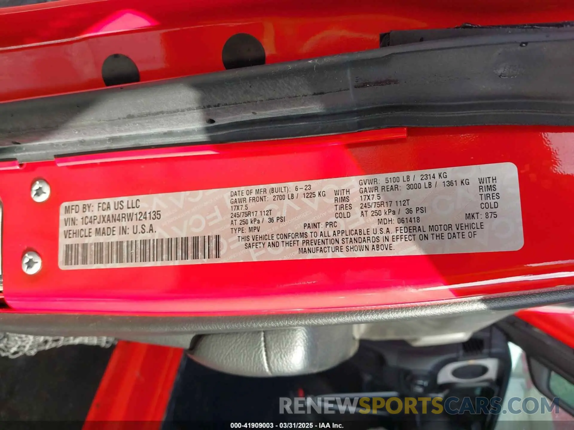 9 Фотография поврежденного автомобиля 1C4PJXAN4RW124135 JEEP WRANGLER 2024